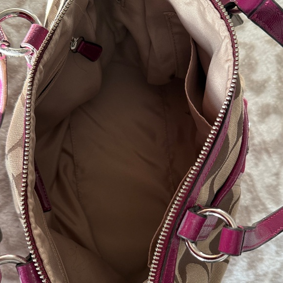 Coach Tan and Magenta Signature Satchel - Picture 4 of 4